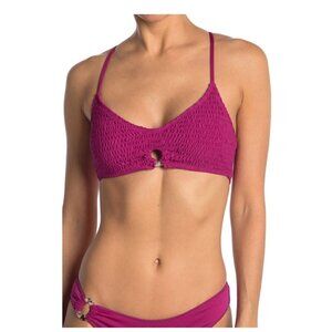 The Bikini Lab Smocked Bralette Bikini Top Raspberry Pink